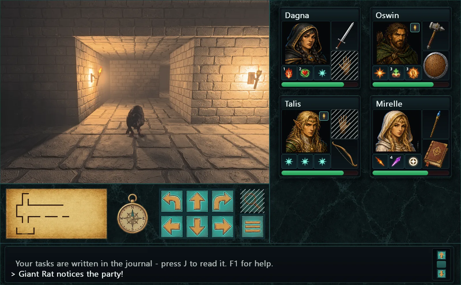 A giant rat in a corridor lit by wall sconces